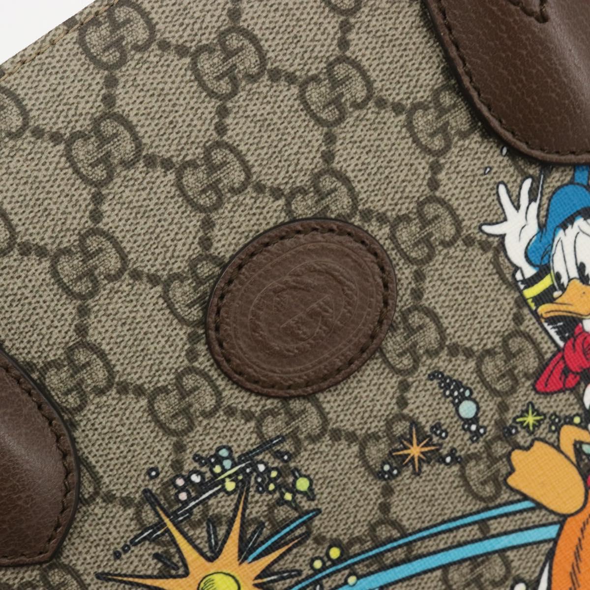 GUCCI GG Supreme Donald Duck Hand Bag PVC 2way Beige Gold 648134 Auth ep15080M
