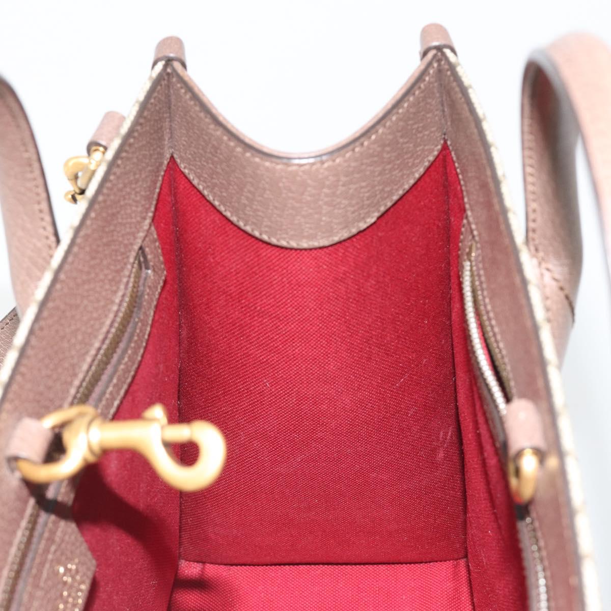 GUCCI GG Supreme Donald Duck Hand Bag PVC 2way Beige Gold 648134 Auth ep15080M