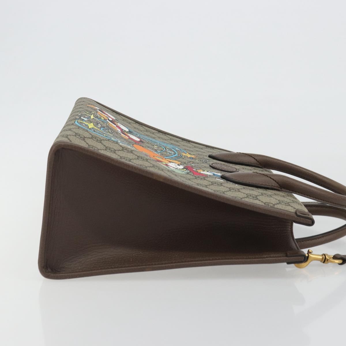 GUCCI GG Supreme Donald Duck Hand Bag PVC 2way Beige Gold 648134 Auth ep15080M