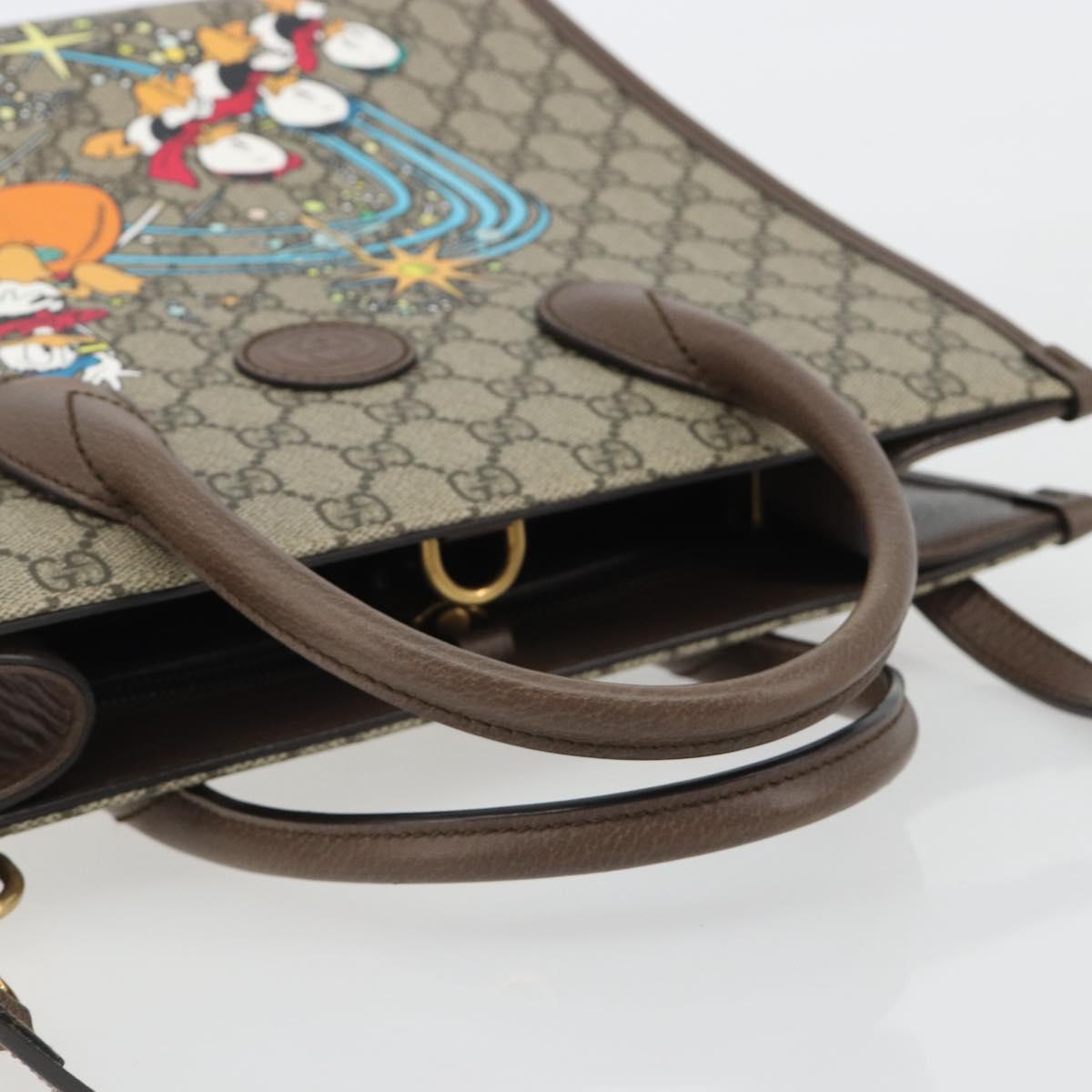 GUCCI GG Supreme Donald Duck Hand Bag PVC 2way Beige Gold 648134 Auth ep15080M