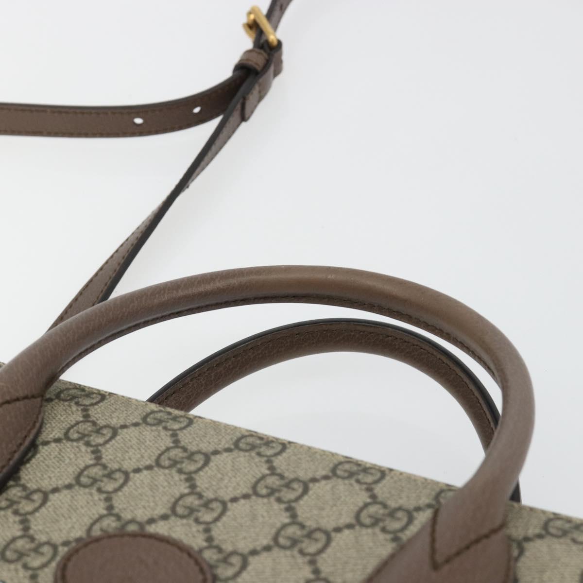GUCCI GG Supreme Donald Duck Hand Bag PVC 2way Beige Gold 648134 Auth ep15080M