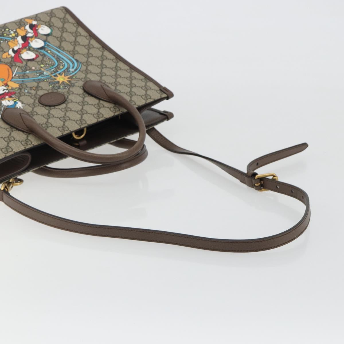 GUCCI GG Supreme Donald Duck Hand Bag PVC 2way Beige Gold 648134 Auth ep15080M
