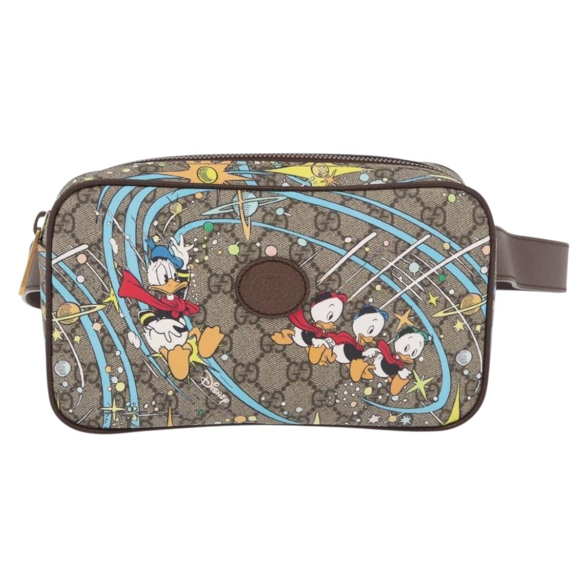 GUCCI GG Supreme Disney Collaboration Waist bag PVC Beige 602695 Auth ep15081M