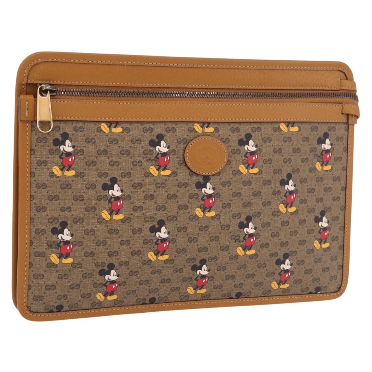 GUCCI Disney Collaboration Micro GG Supreme Bag PVC Beige 602552 Auth ep15084M