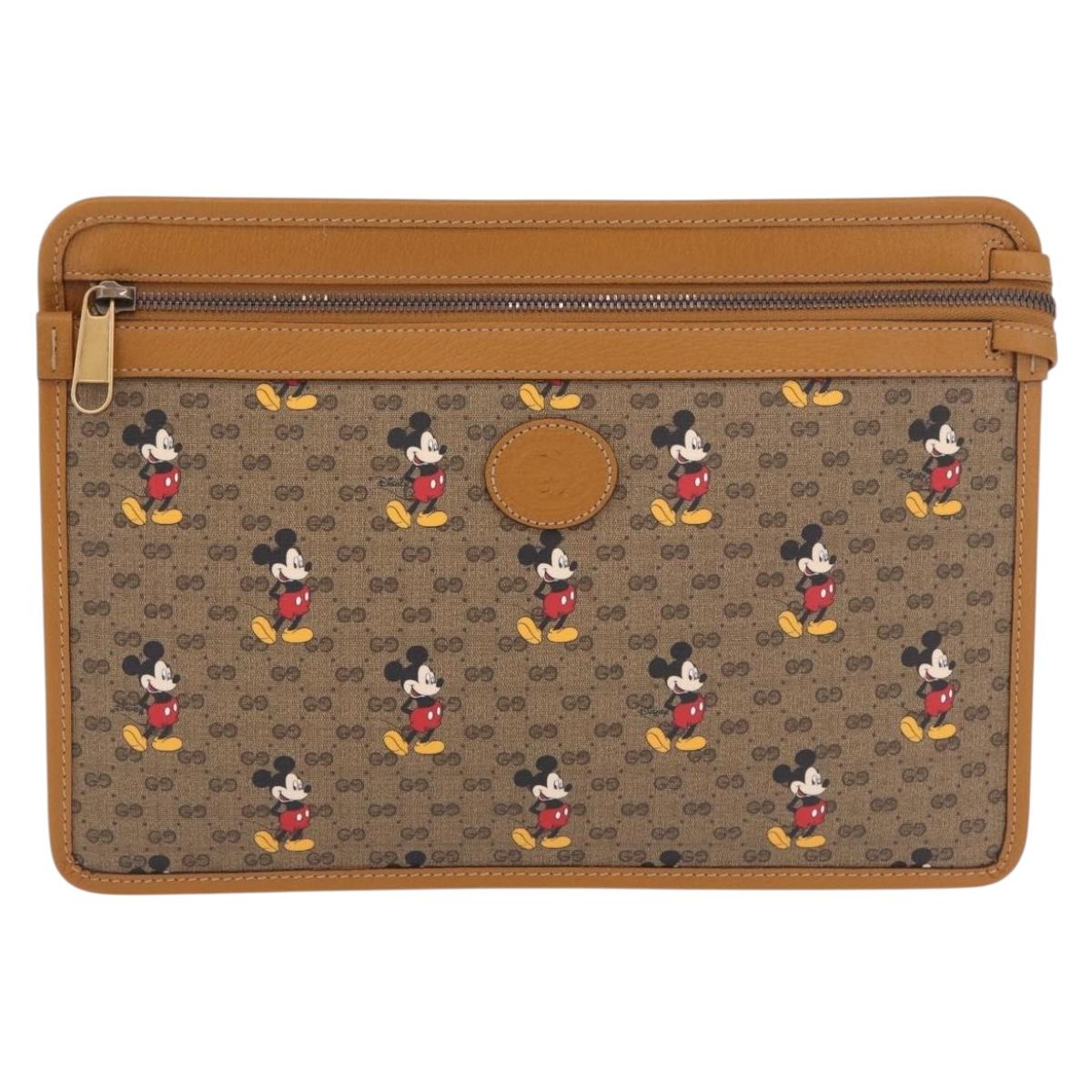 GUCCI Disney Collaboration Micro GG Supreme Bag PVC Beige 602552 Auth ep15084M
