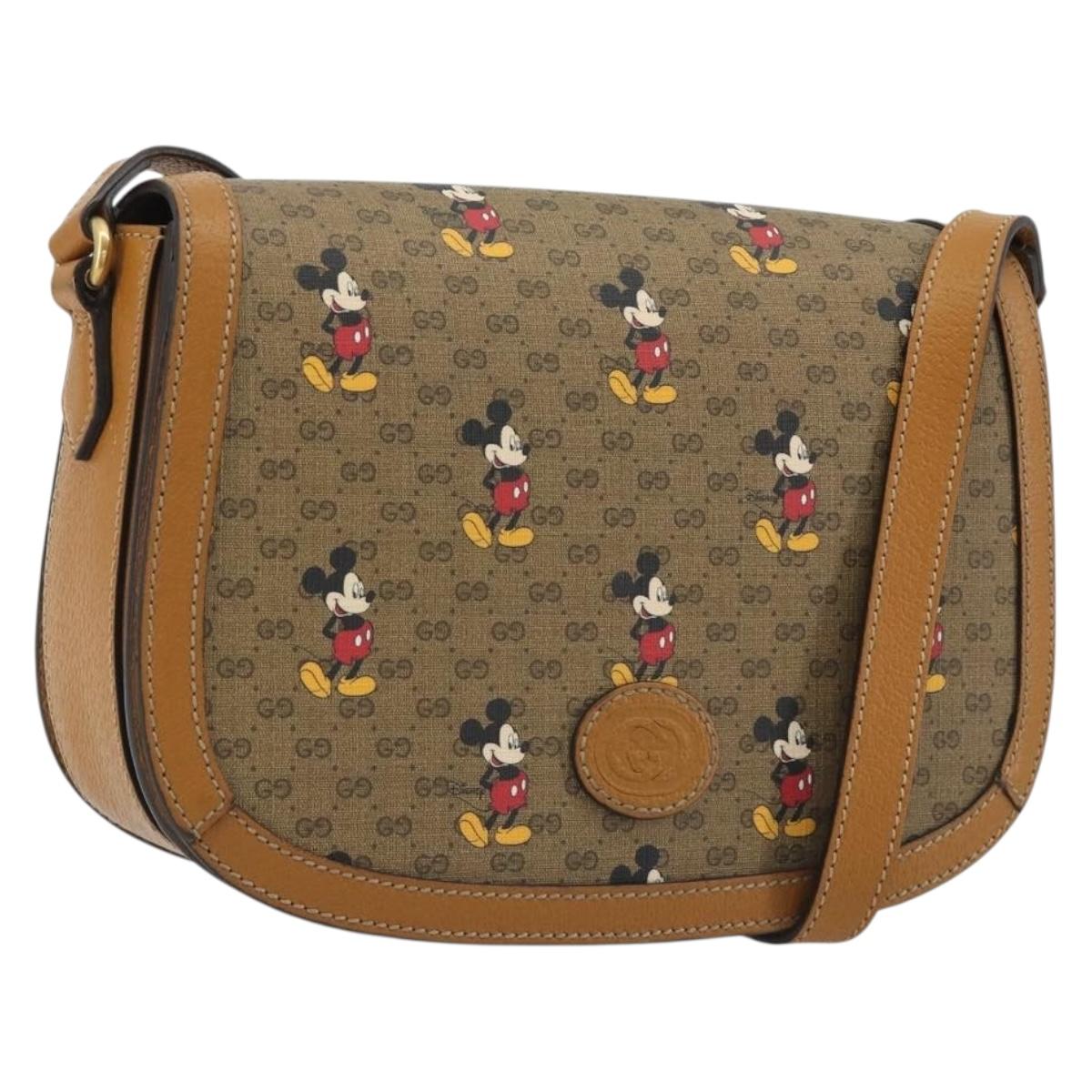 GUCCI Micro GG Supreme GUCCIxDisney Bag PVC Beige Gold 602694 Auth ep15085M