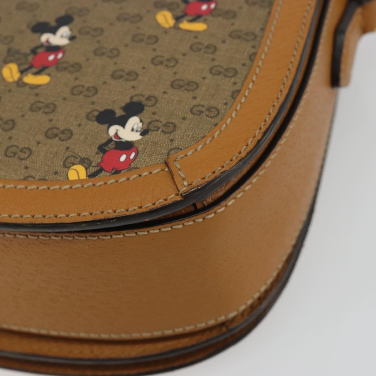 GUCCI Micro GG Supreme GUCCIxDisney Bag PVC Beige Gold 602694 Auth ep15085M
