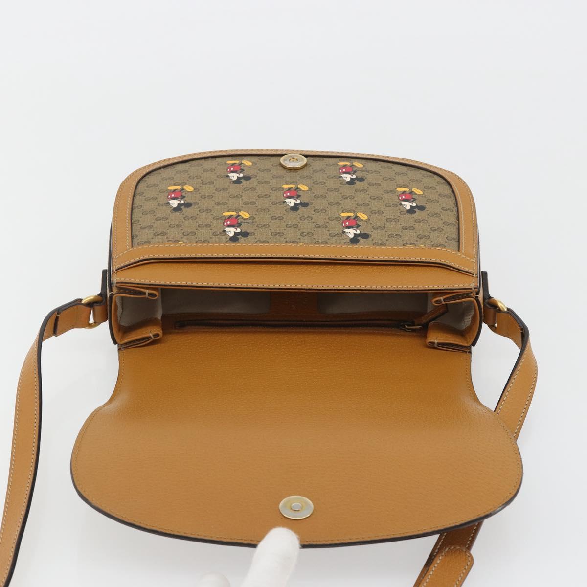 GUCCI Micro GG Supreme GUCCIxDisney Bag PVC Beige Gold 602694 Auth ep15085M