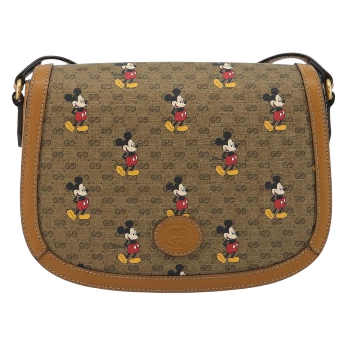 GUCCI Micro GG Supreme GUCCIxDisney Bag PVC Beige Gold 602694 Auth ep15085M