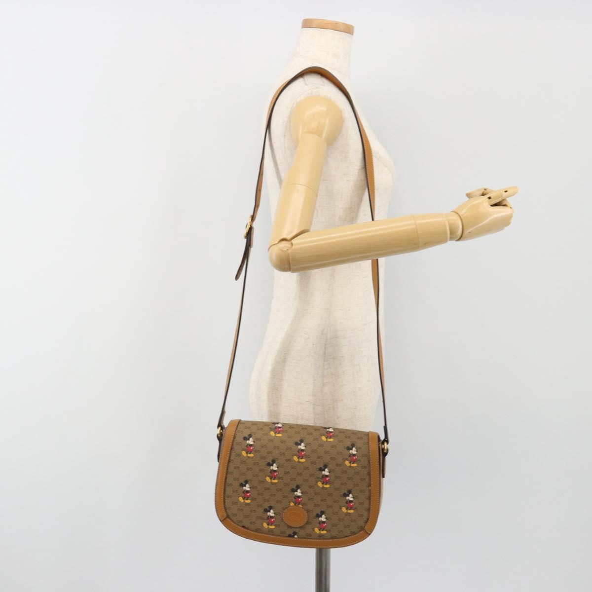 GUCCI Micro GG Supreme GUCCIxDisney Bag PVC Beige Gold 602694 Auth ep15085M