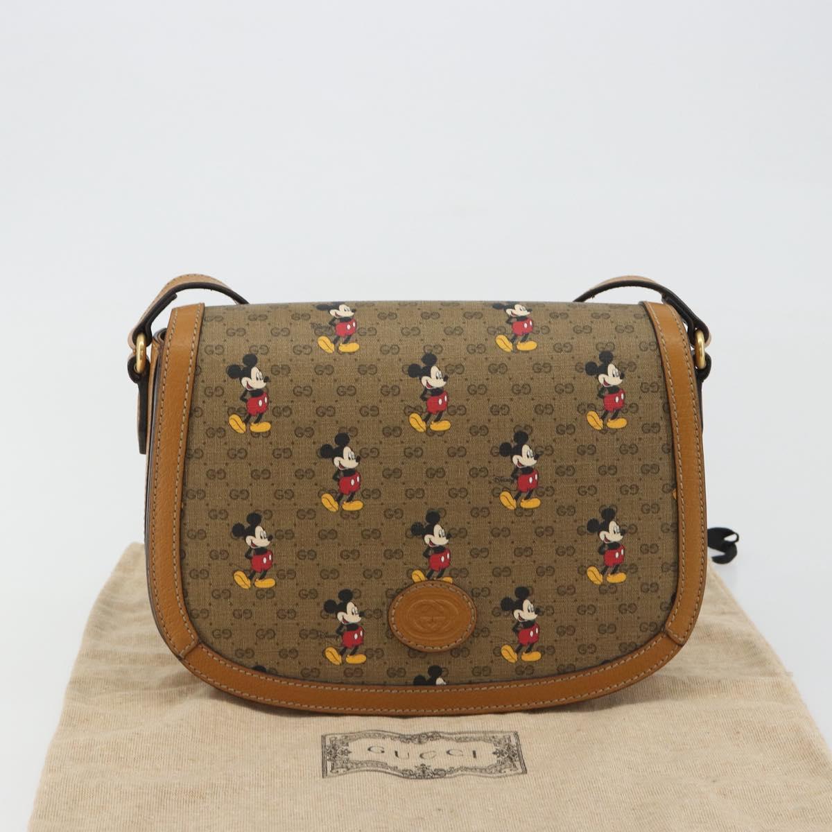GUCCI Micro GG Supreme GUCCIxDisney Bag PVC Beige Gold 602694 Auth ep15085M
