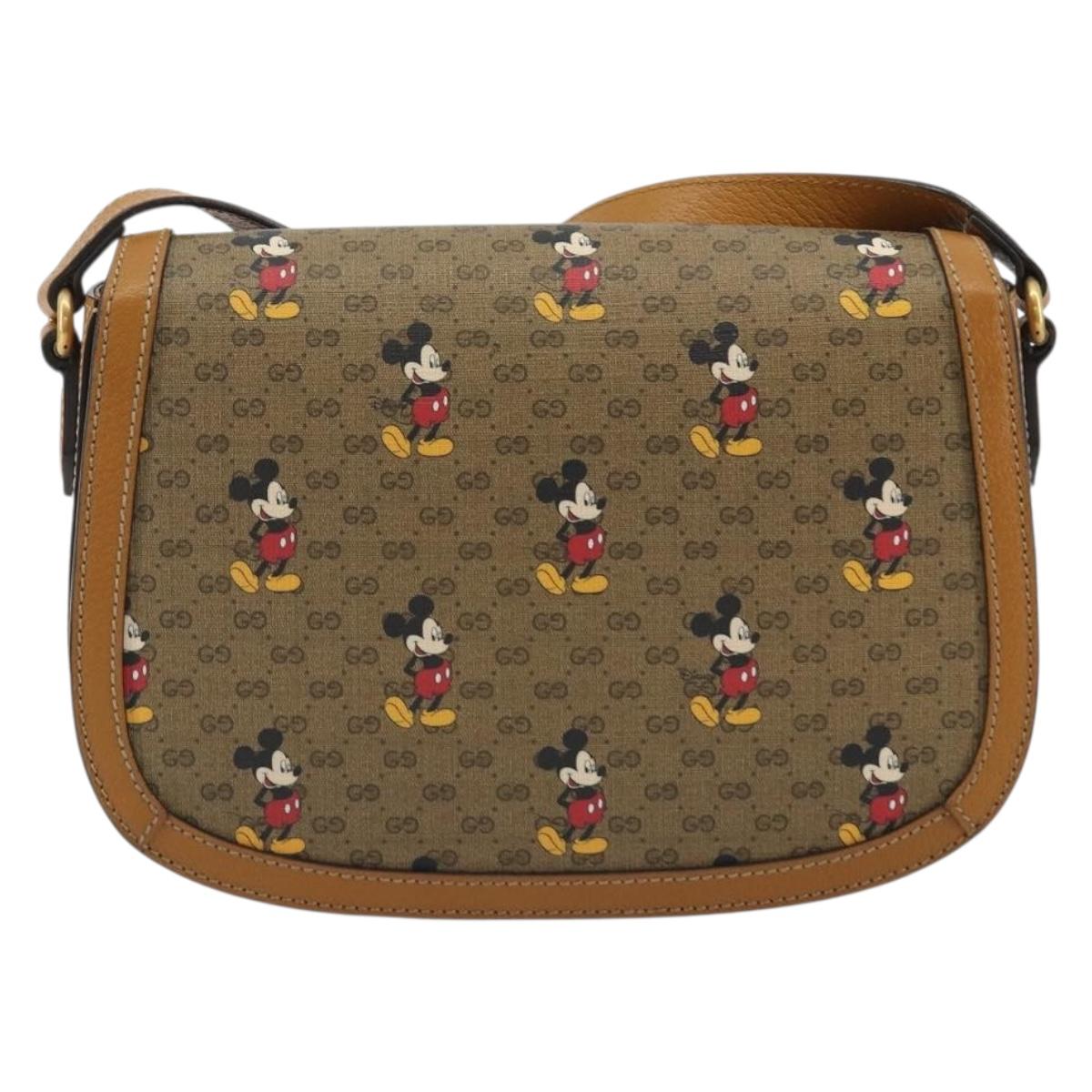 GUCCI Micro GG Supreme GUCCIxDisney Bag PVC Beige Gold 602694 Auth ep15085M