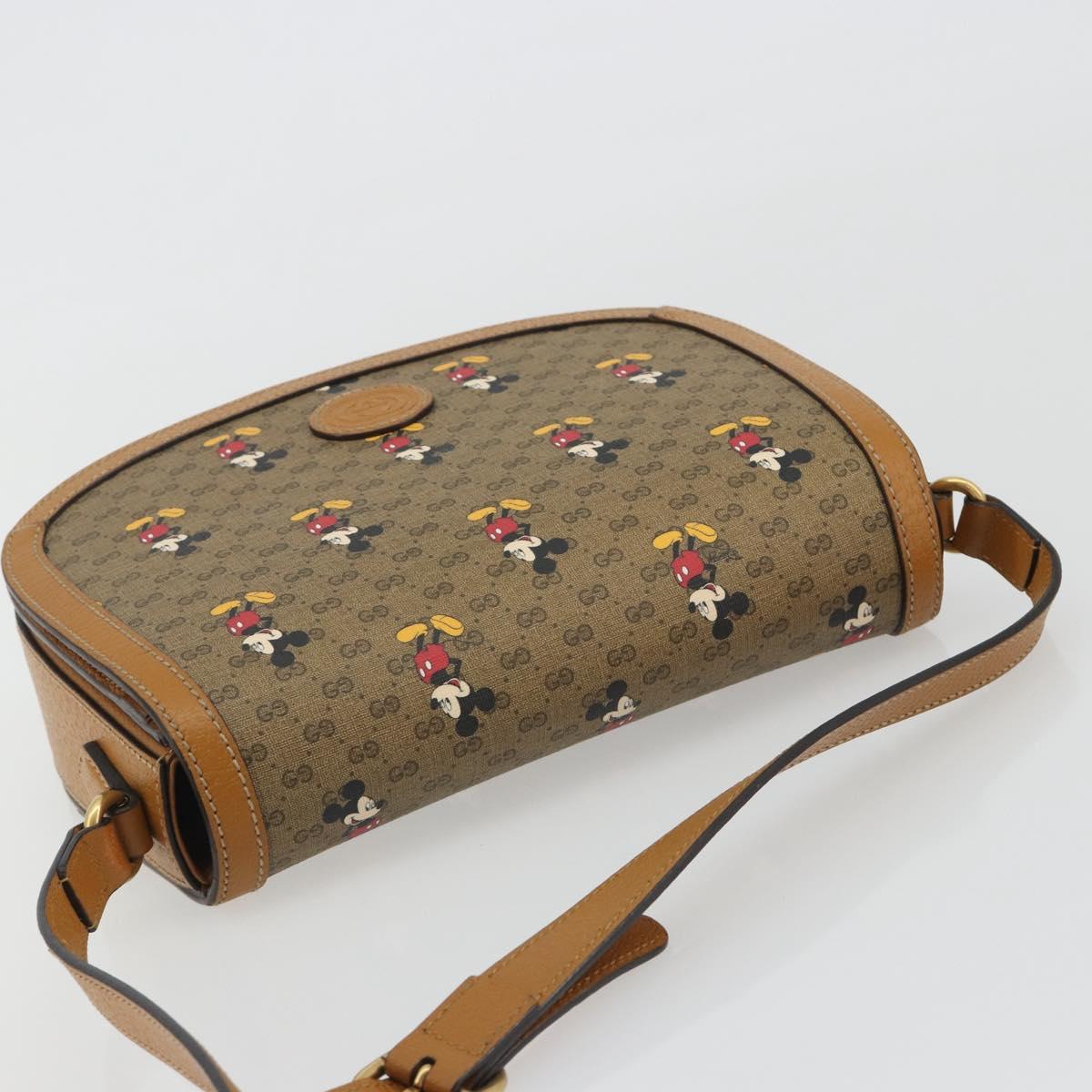 GUCCI Micro GG Supreme GUCCIxDisney Bag PVC Beige Gold 602694 Auth ep15085M