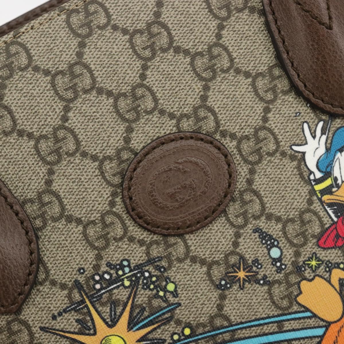 GUCCI GG Supreme Donald Duck Hand Bag PVC 2way Beige Gold 648134 Auth ep15088M