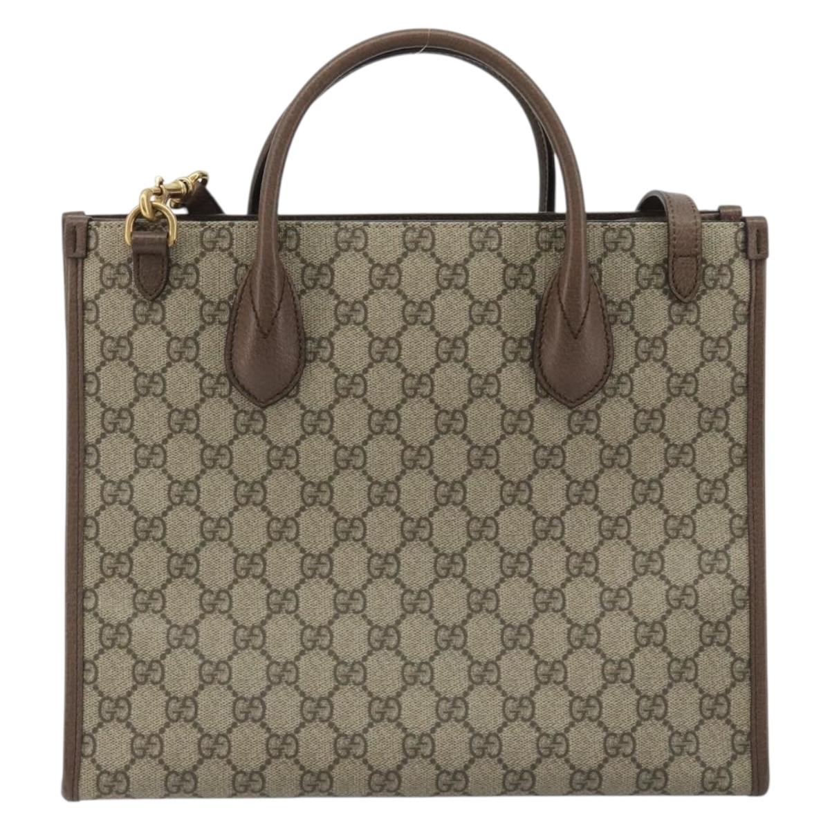 GUCCI GG Supreme Donald Duck Hand Bag PVC 2way Beige Gold 648134 Auth ep15088M