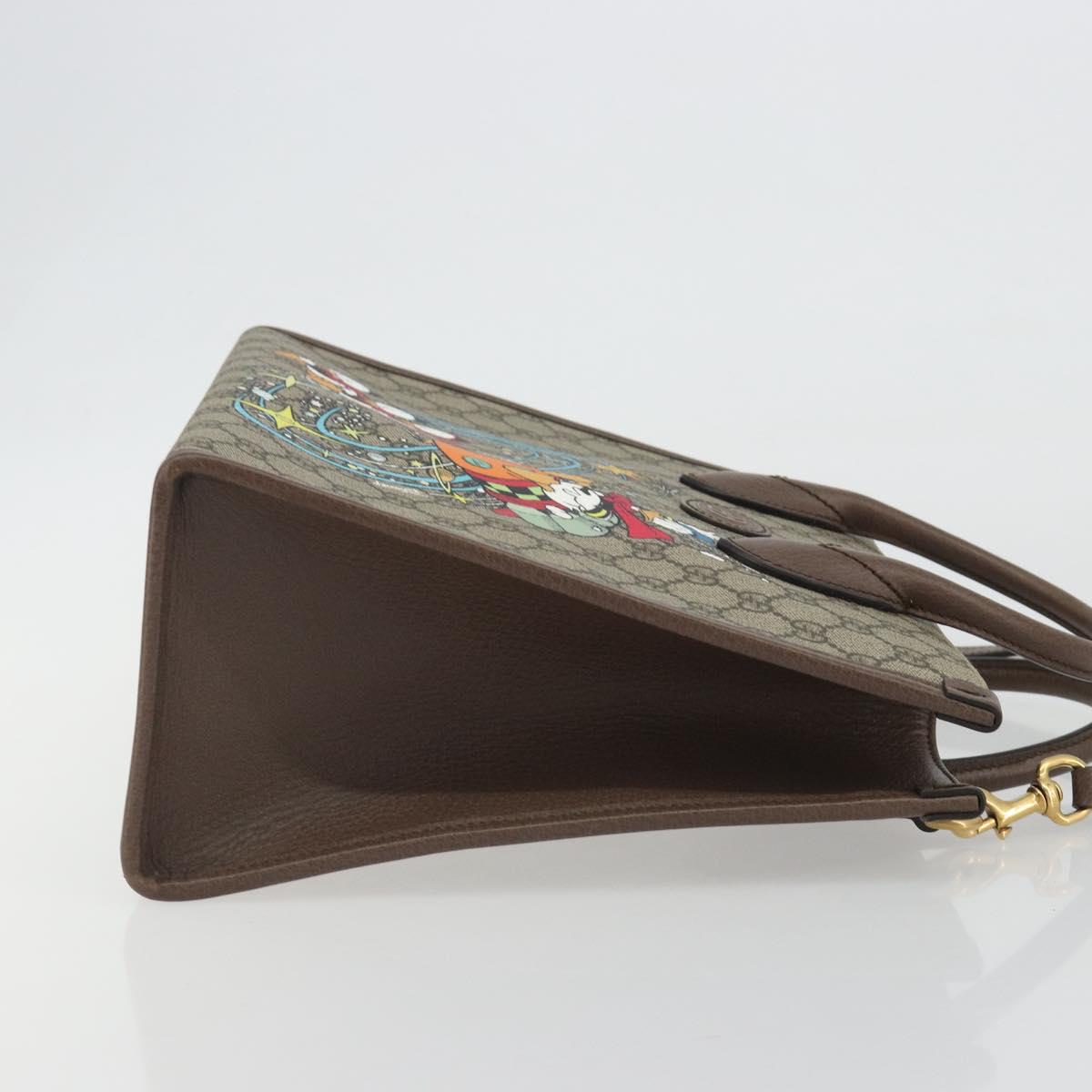 GUCCI GG Supreme Donald Duck Hand Bag PVC 2way Beige Gold 648134 Auth ep15088M