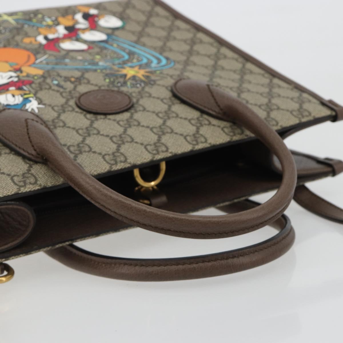 GUCCI GG Supreme Donald Duck Hand Bag PVC 2way Beige Gold 648134 Auth ep15088M