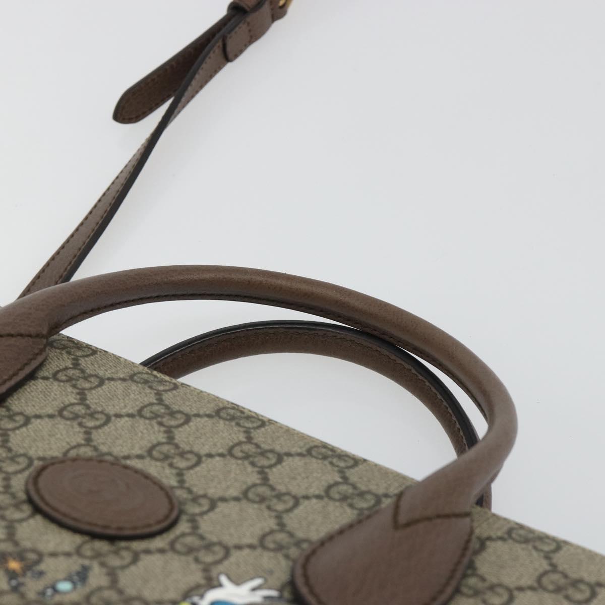 GUCCI GG Supreme Donald Duck Hand Bag PVC 2way Beige Gold 648134 Auth ep15088M