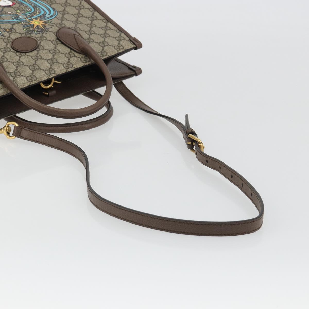 GUCCI GG Supreme Donald Duck Hand Bag PVC 2way Beige Gold 648134 Auth ep15088M