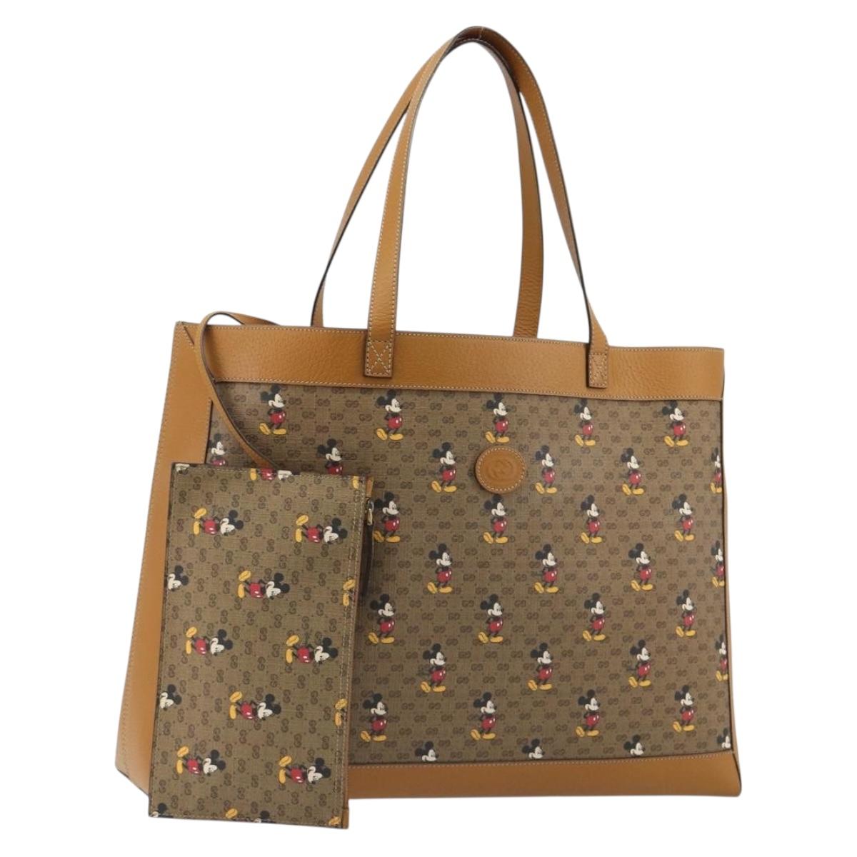 GUCCI GUCCIxDisney Micro GG Supreme Tote Bag PVC Beige Gold 547947 Auth ep15089M