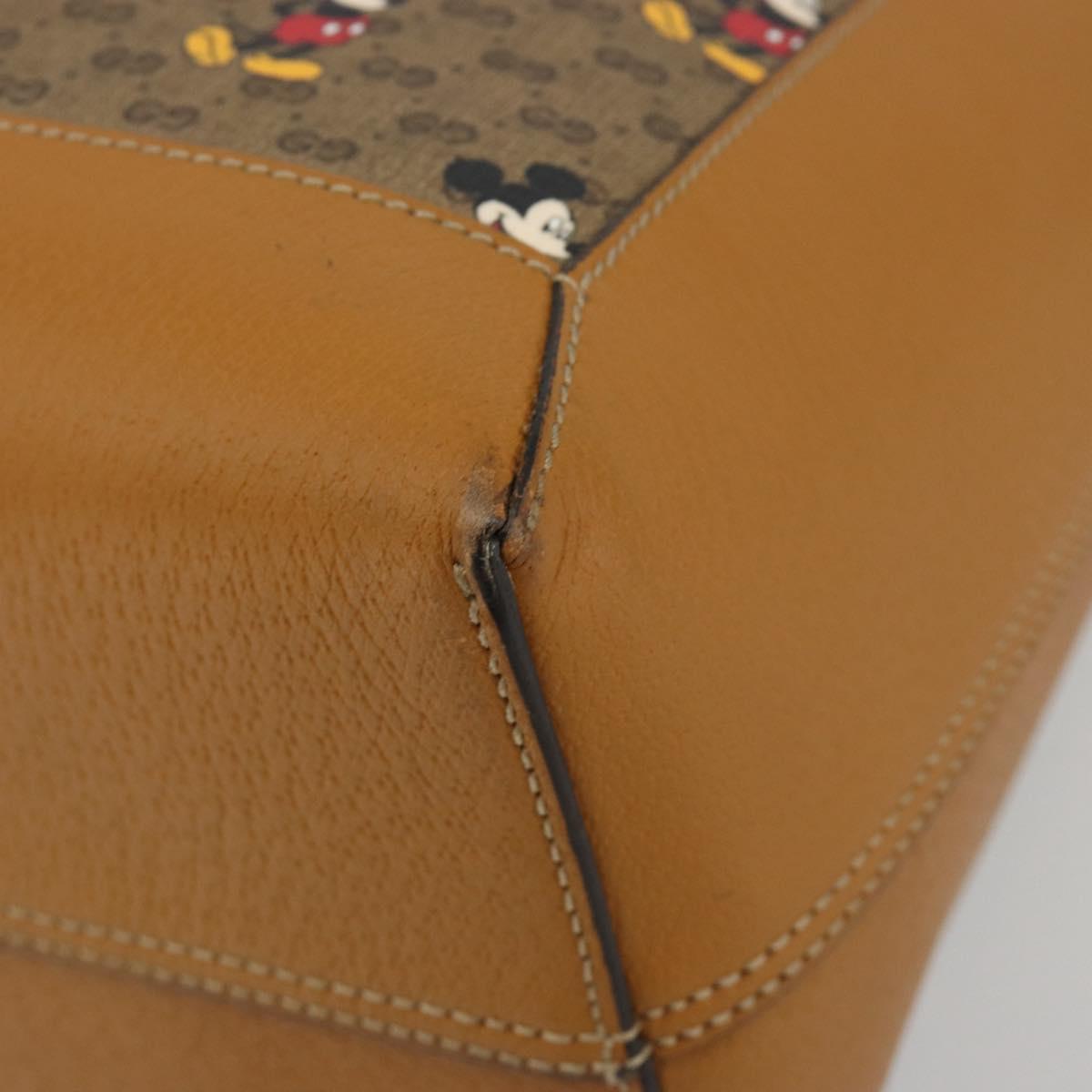 GUCCI GUCCIxDisney Micro GG Supreme Tote Bag PVC Beige Gold 547947 Auth ep15089M