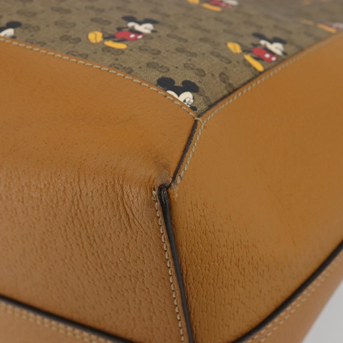 GUCCI GUCCIxDisney Micro GG Supreme Tote Bag PVC Beige Gold 547947 Auth ep15089M
