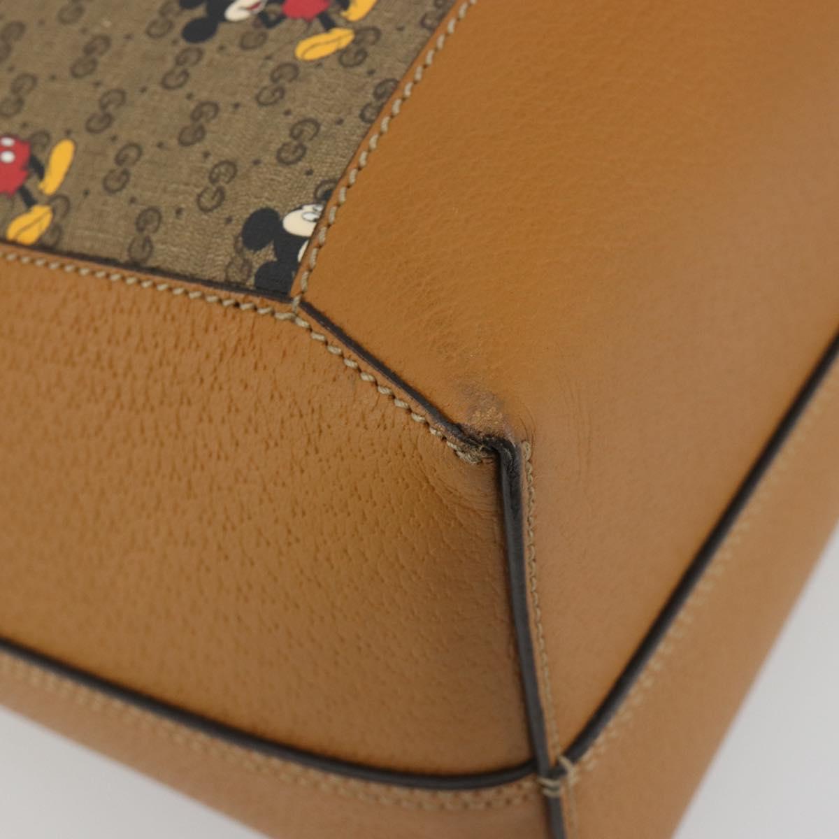 GUCCI GUCCIxDisney Micro GG Supreme Tote Bag PVC Beige Gold 547947 Auth ep15089M