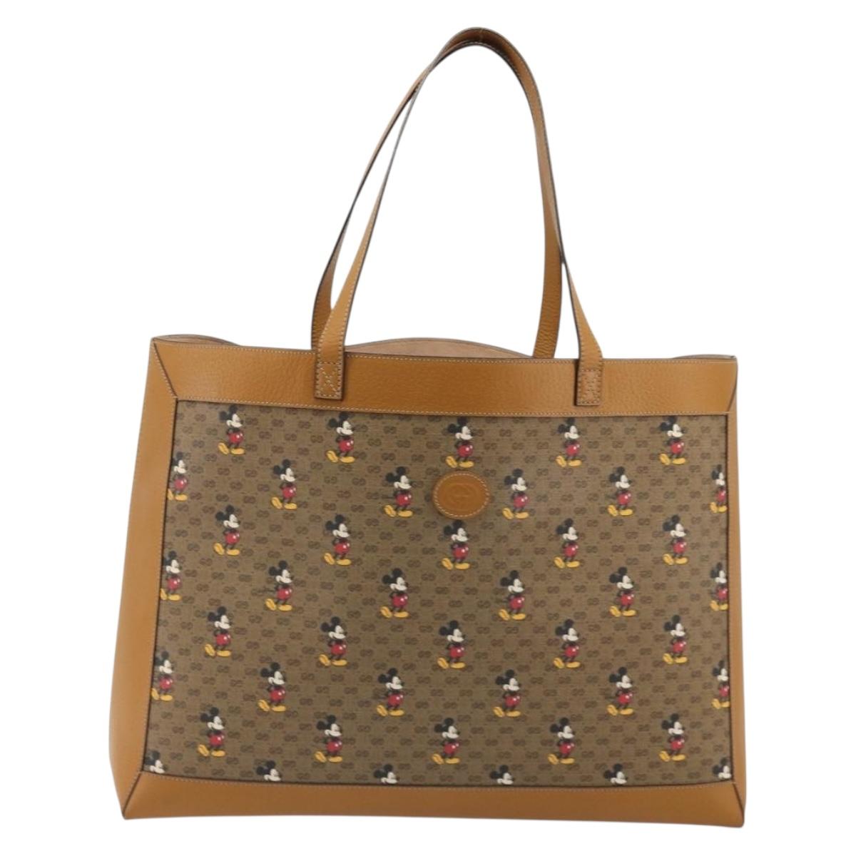 GUCCI GUCCIxDisney Micro GG Supreme Tote Bag PVC Beige Gold 547947 Auth ep15089M
