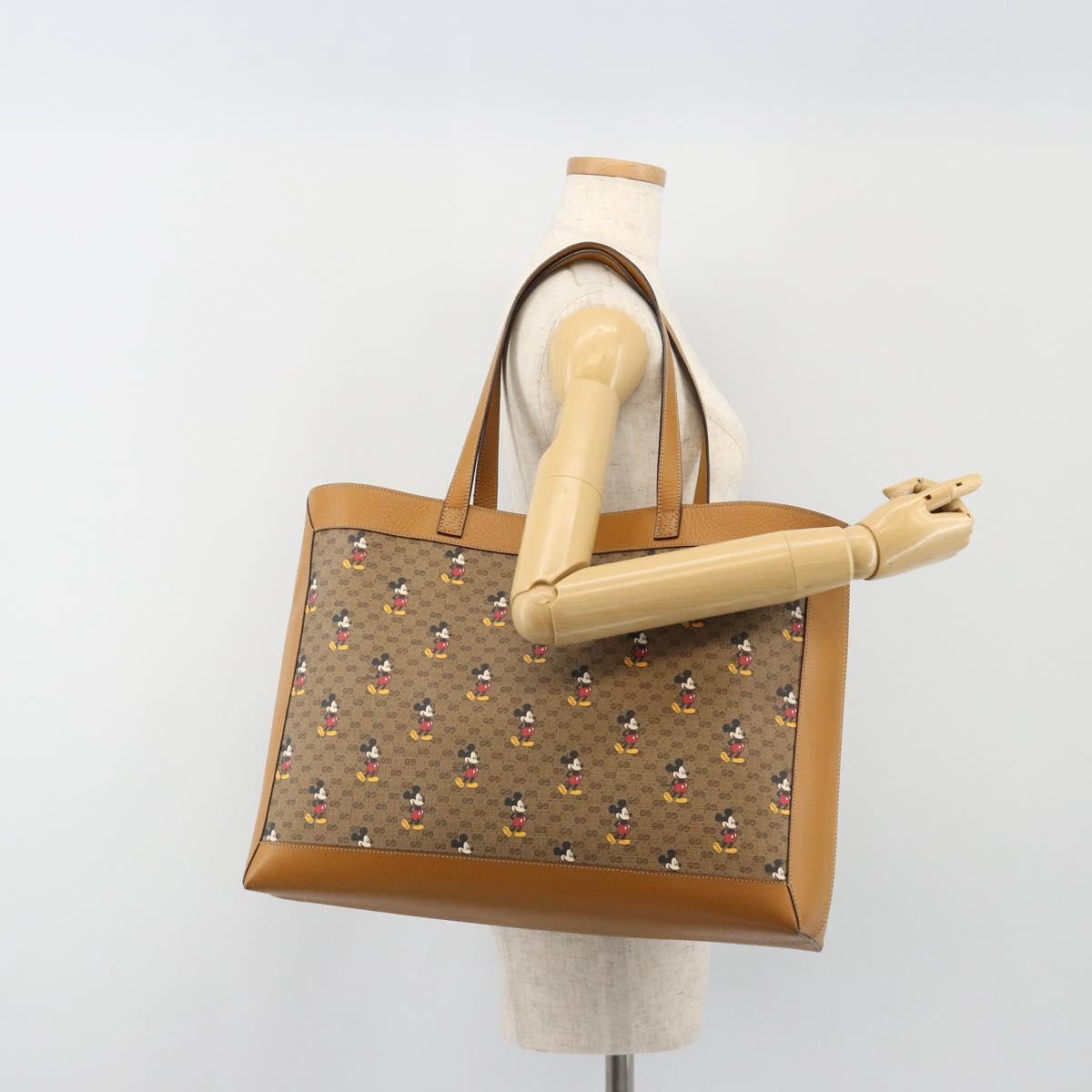 GUCCI GUCCIxDisney Micro GG Supreme Tote Bag PVC Beige Gold 547947 Auth ep15089M
