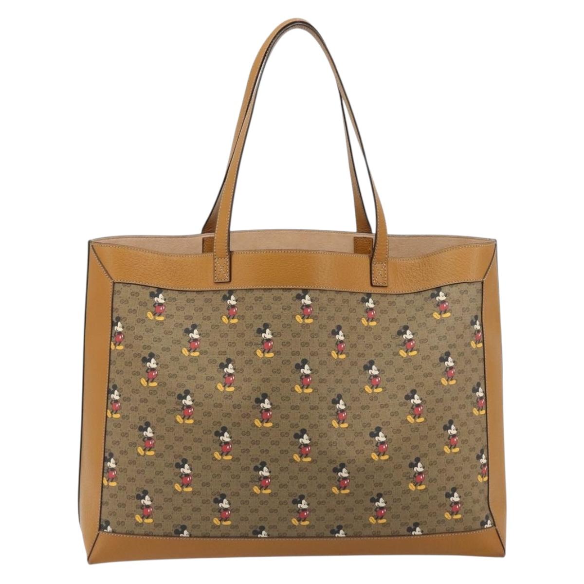 GUCCI GUCCIxDisney Micro GG Supreme Tote Bag PVC Beige Gold 547947 Auth ep15089M