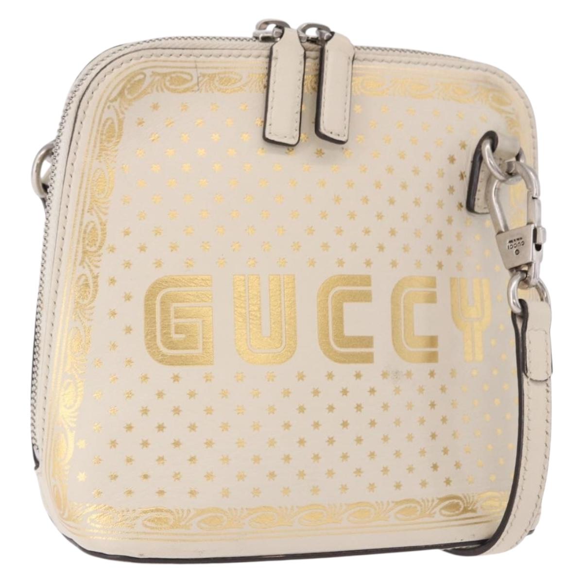 GUCCI Shoulder Bag Leather White Silver 511189 Auth ep15090