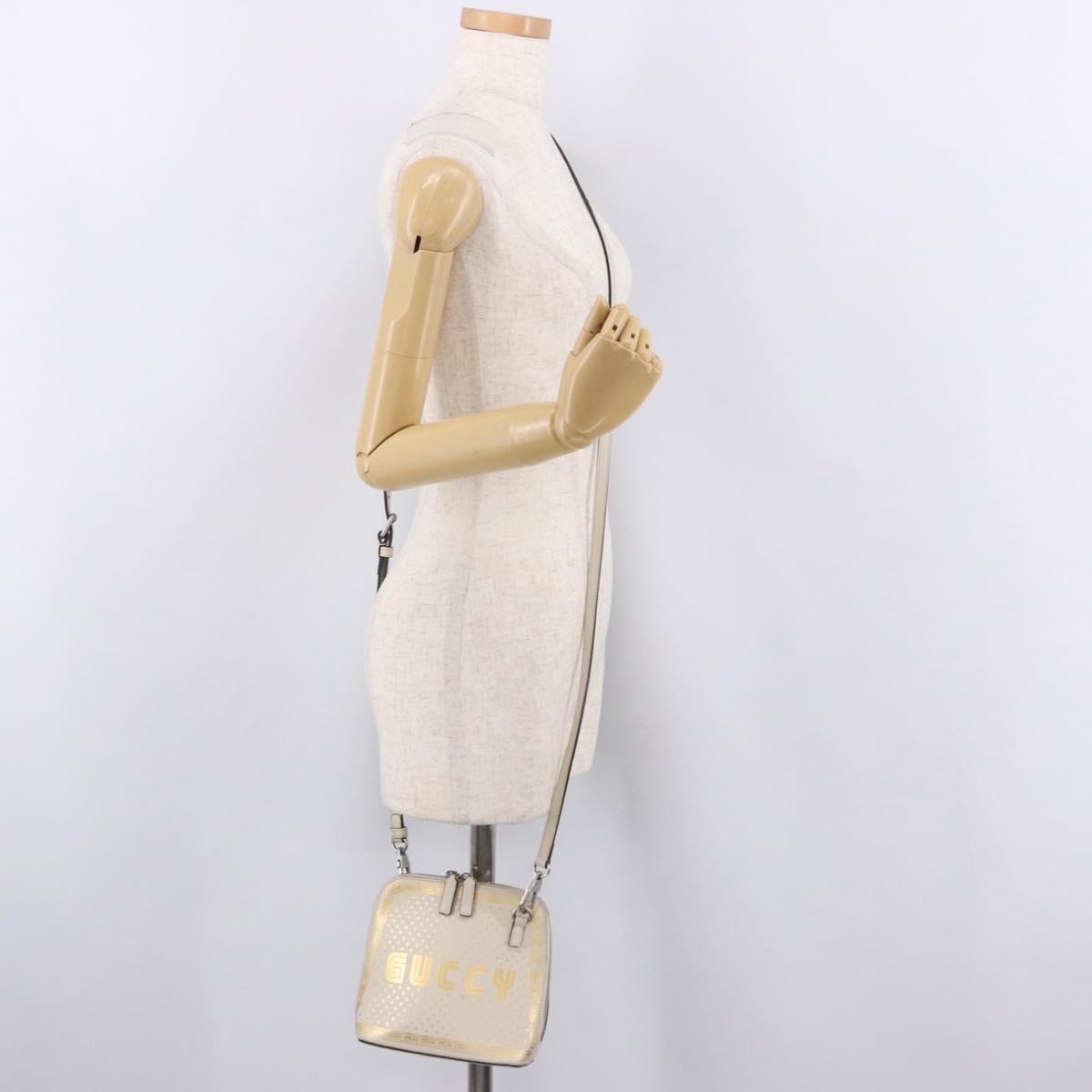 GUCCI Shoulder Bag Leather White Silver 511189 Auth ep15090
