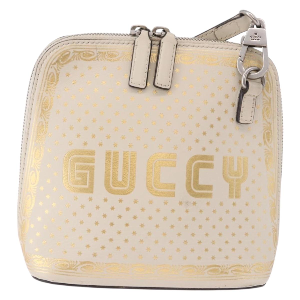GUCCI Shoulder Bag Leather White Silver 511189 Auth ep15090