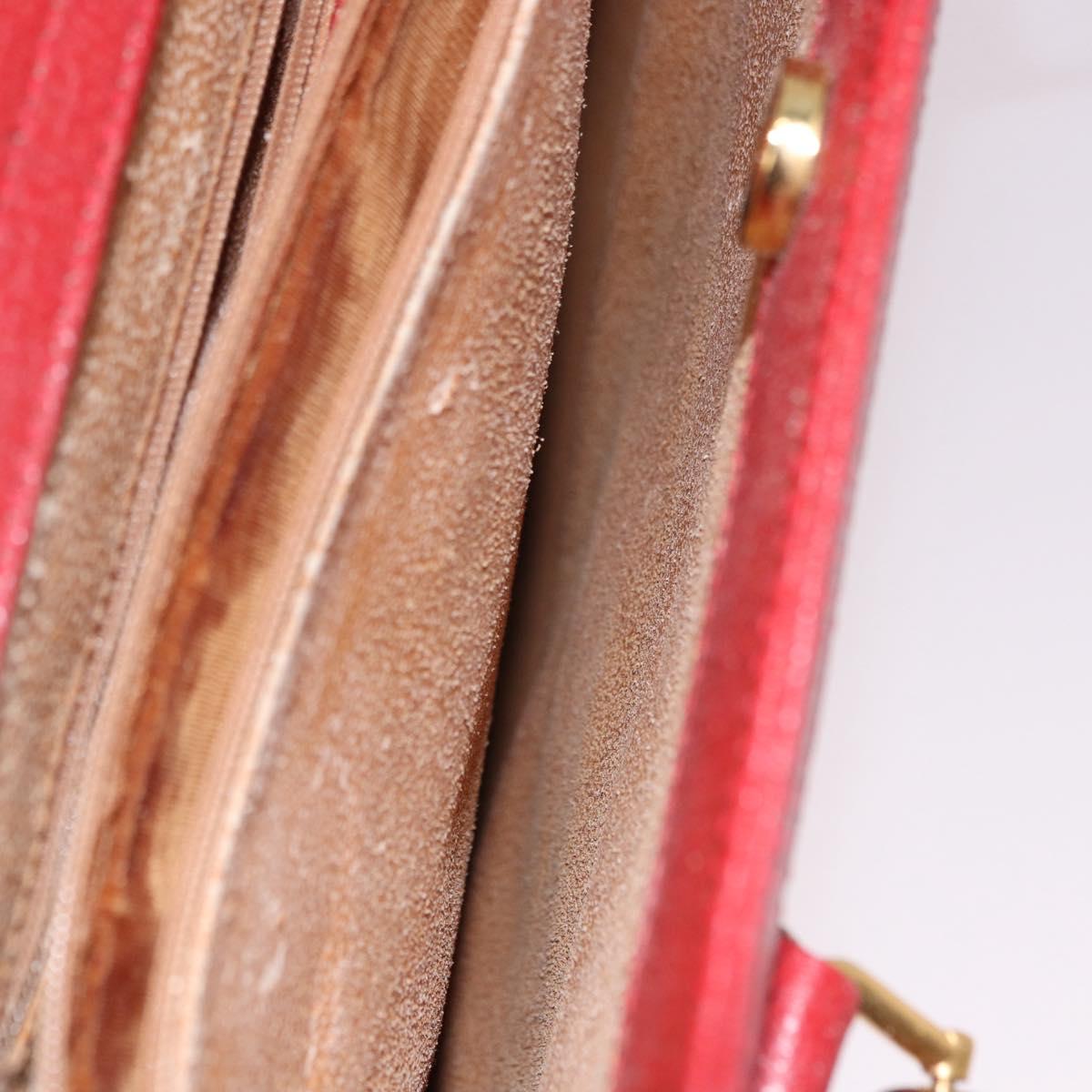 GUCCI Bamboo Hand Bag Leather Red Gold 002 1186 0259 Auth ep15092