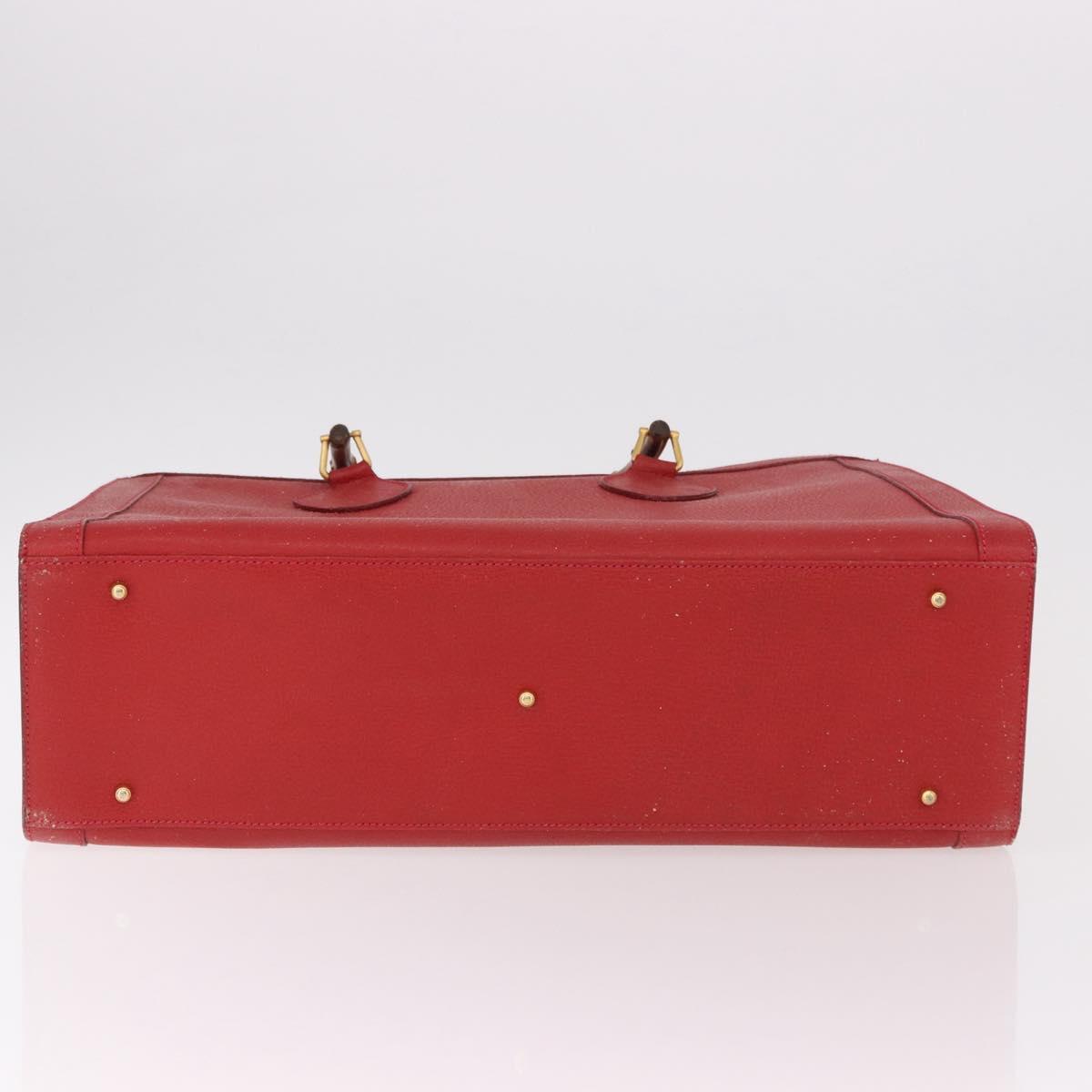 GUCCI Bamboo Hand Bag Leather Red Gold 002 1186 0259 Auth ep15092