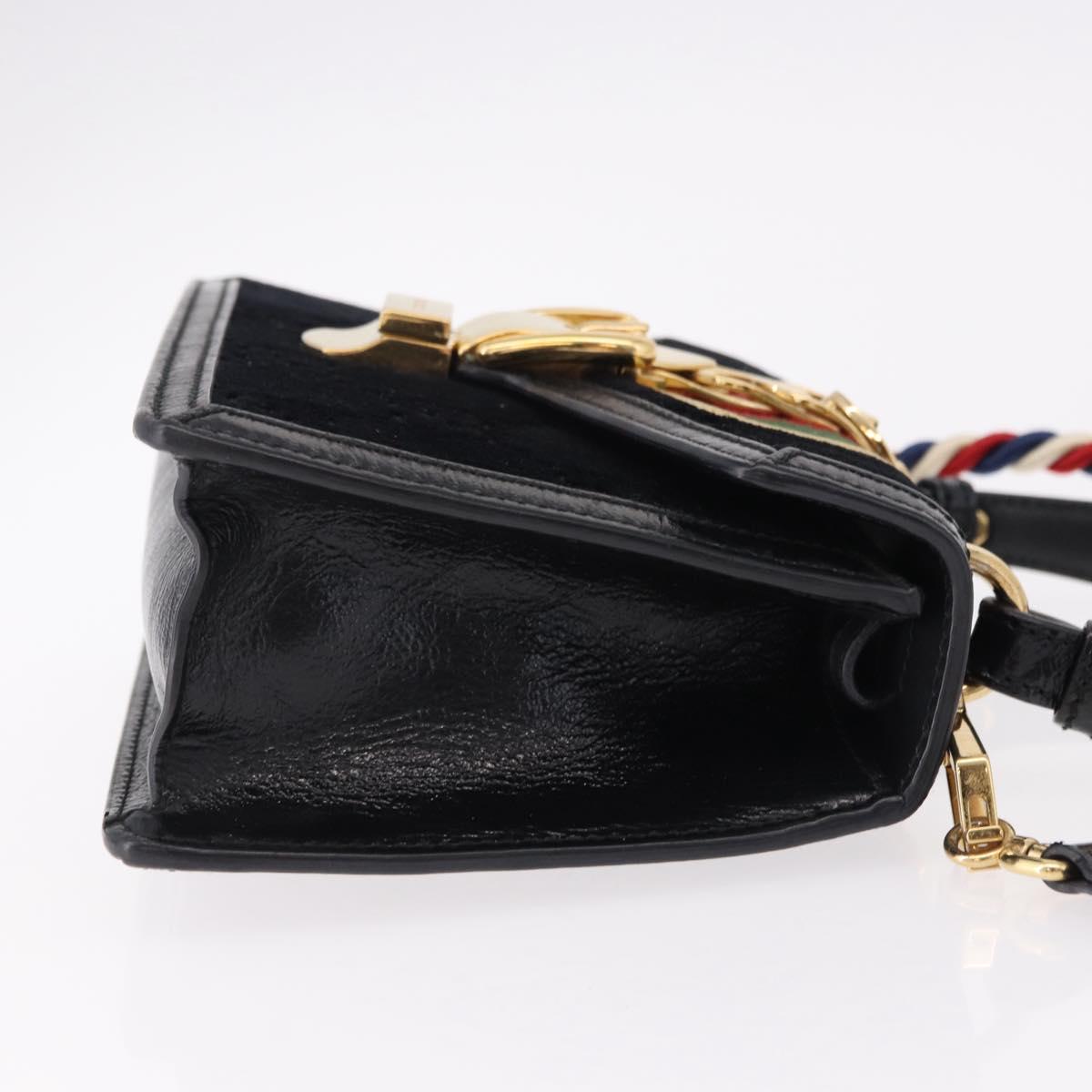 GUCCI GG Canvas Web Sherry Line Bag Velvet 2way Black Gold 470270 Auth ep15093A