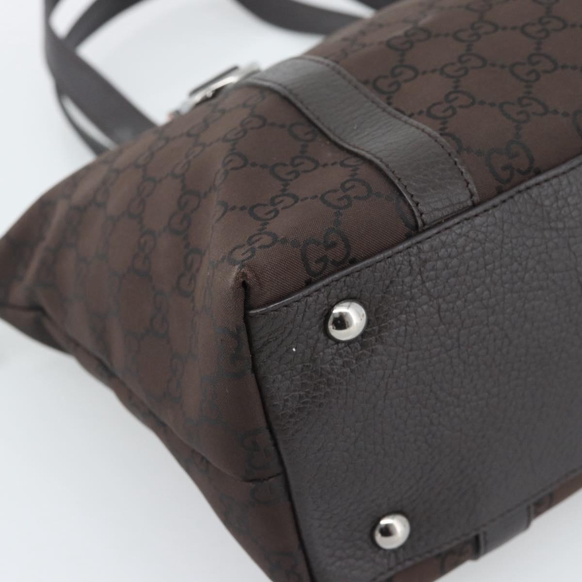 GUCCI GG Canvas Abbey Tote Bag Outlet Brown Silver 268640 Auth ep15094