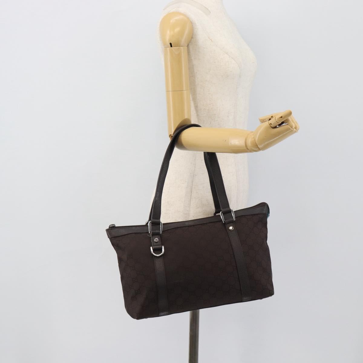 GUCCI GG Canvas Abbey Tote Bag Outlet Brown Silver 268640 Auth ep15094