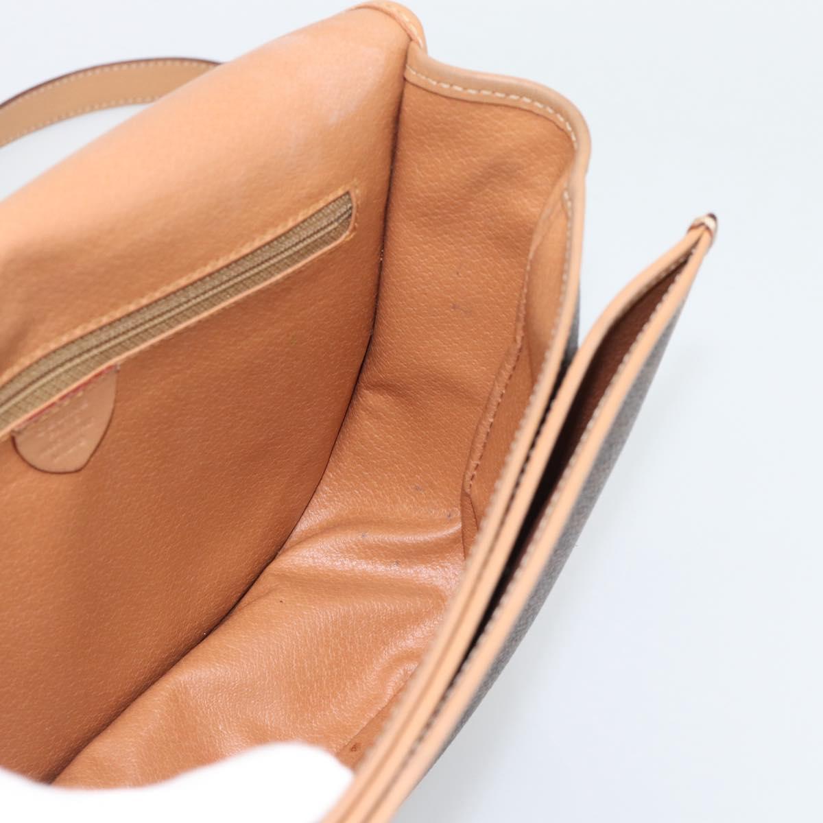 CELINE Macadam Canvas Shoulder Bag PVC Leather Brown Gold Auth ep15099