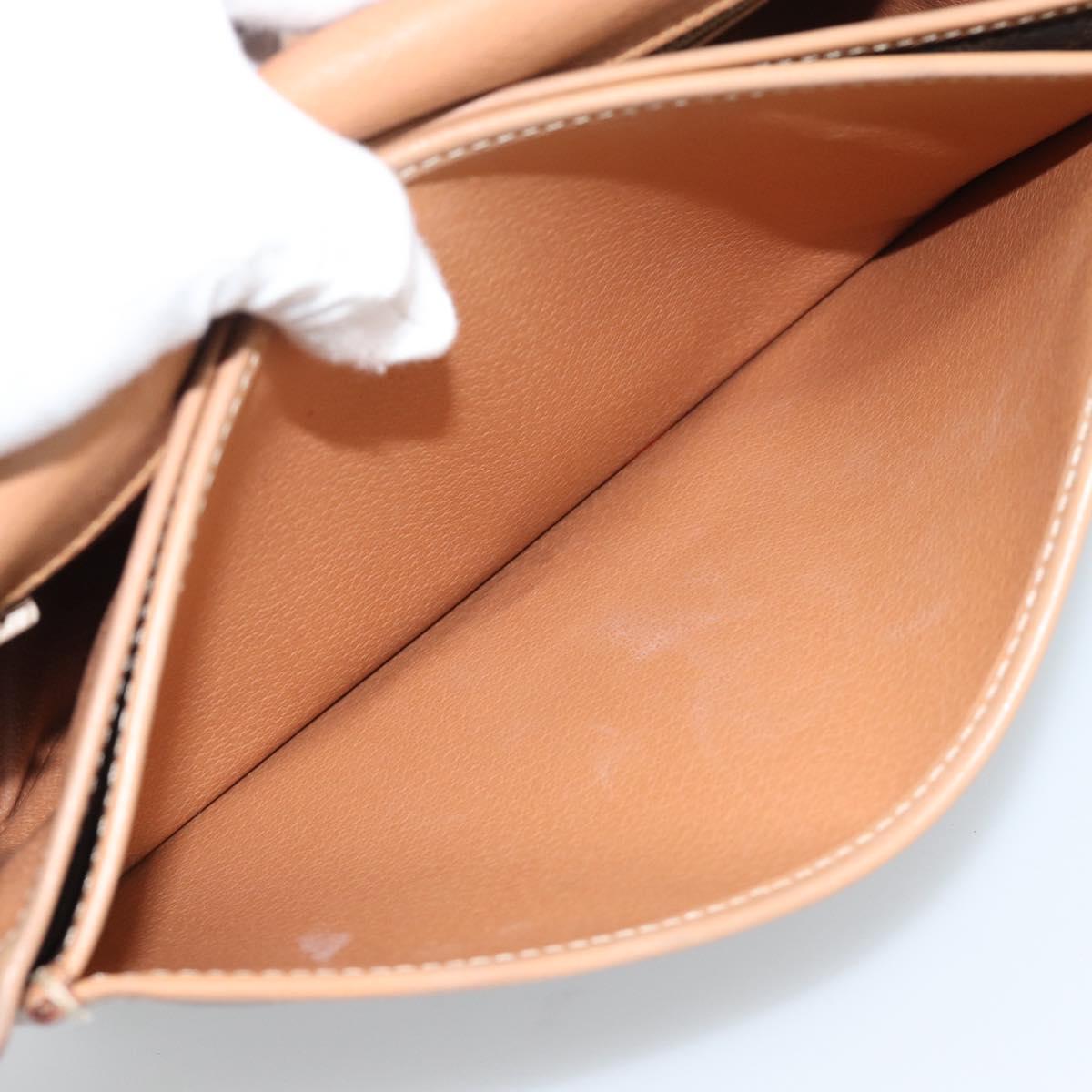 CELINE Macadam Canvas Shoulder Bag PVC Leather Brown Gold Auth ep15099