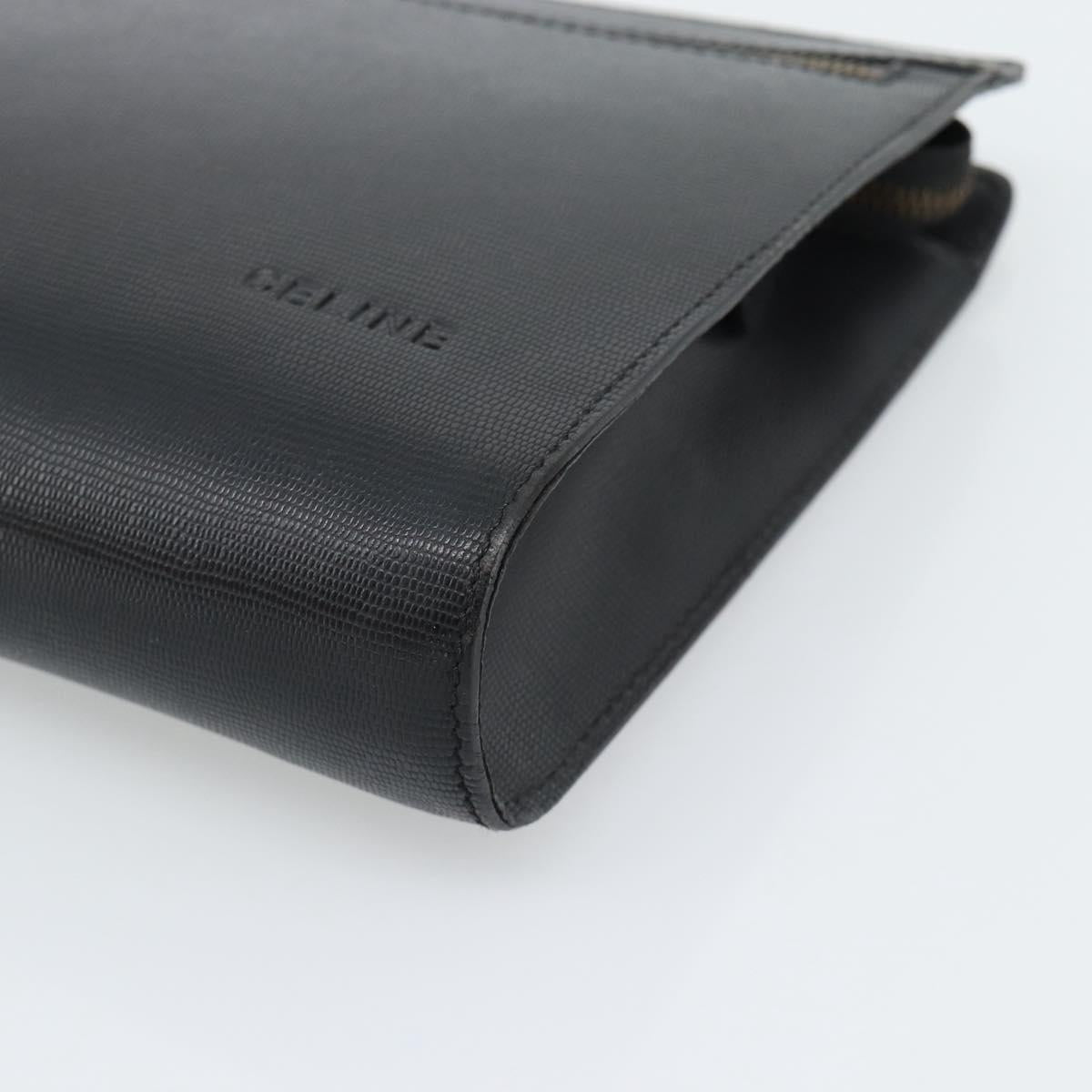 CELINE Clutch Bag Leather Black Gold Auth ep15100