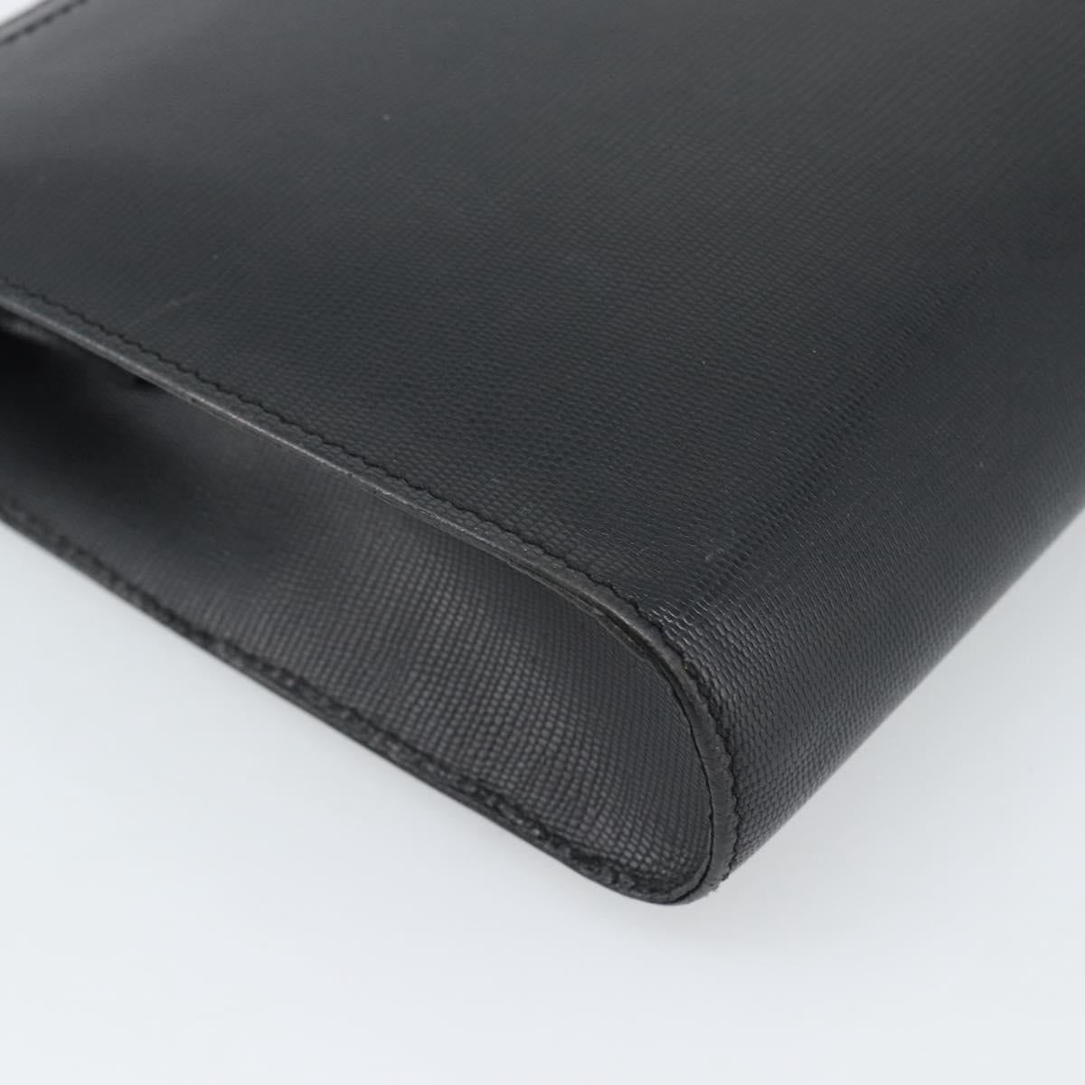 CELINE Clutch Bag Leather Black Gold Auth ep15100