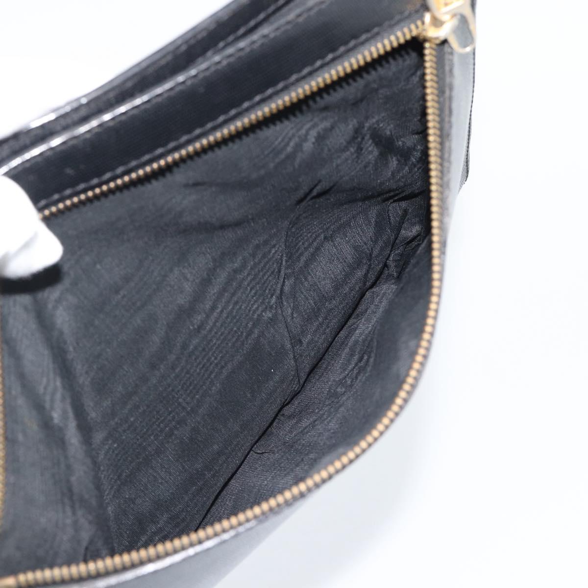 CELINE Clutch Bag Leather Black Gold Auth ep15100
