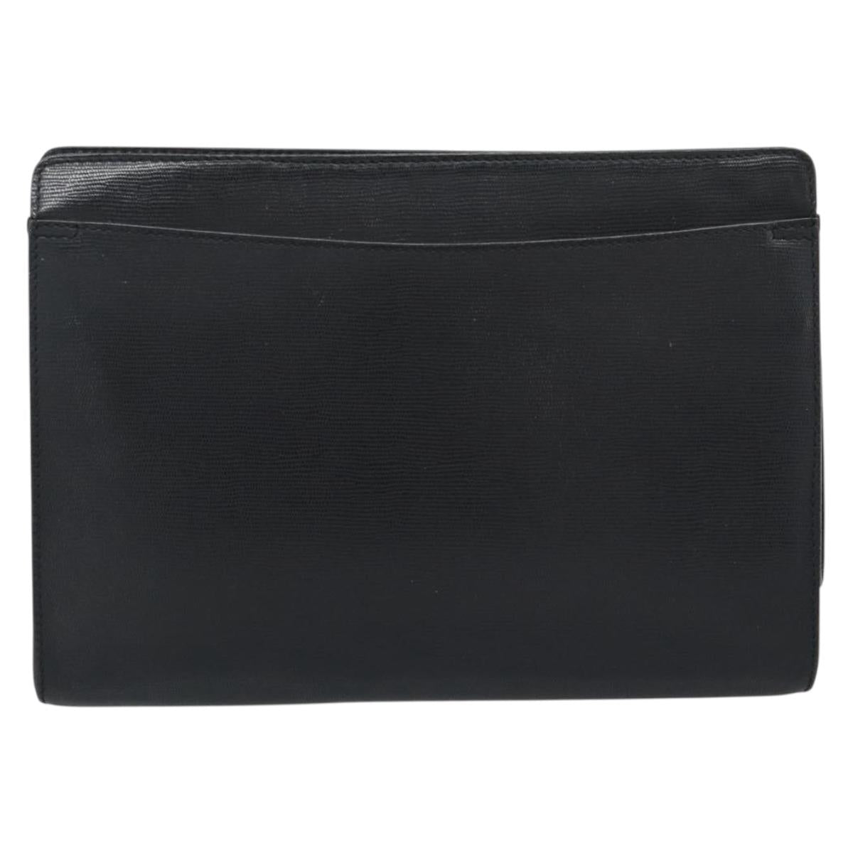 CELINE Clutch Bag Leather Black Gold Auth ep15100