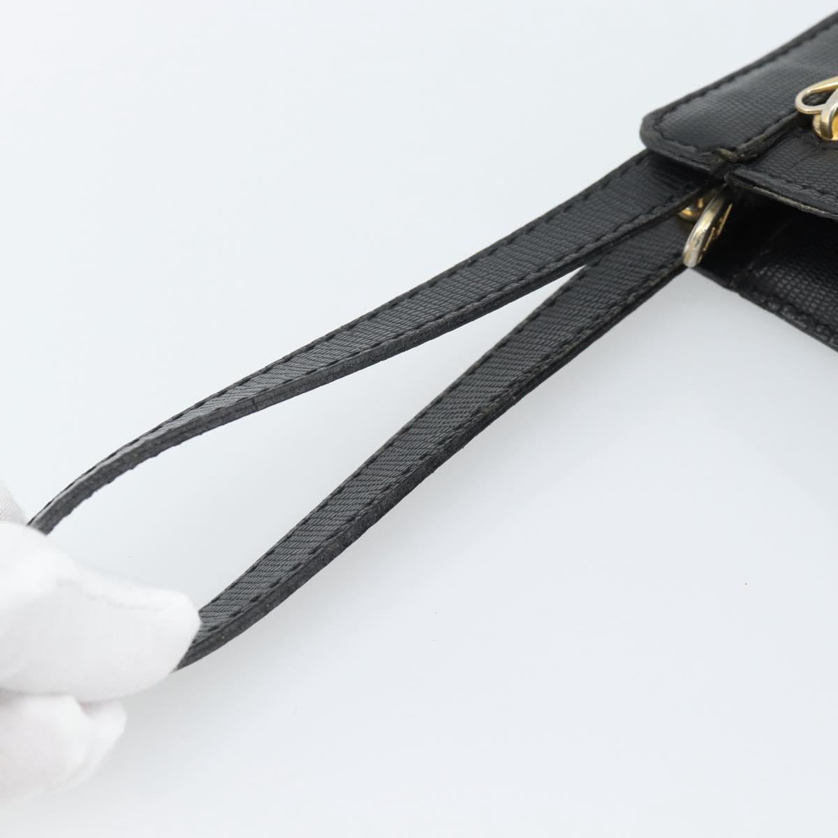 CELINE Clutch Bag Leather Black Gold Auth ep15100
