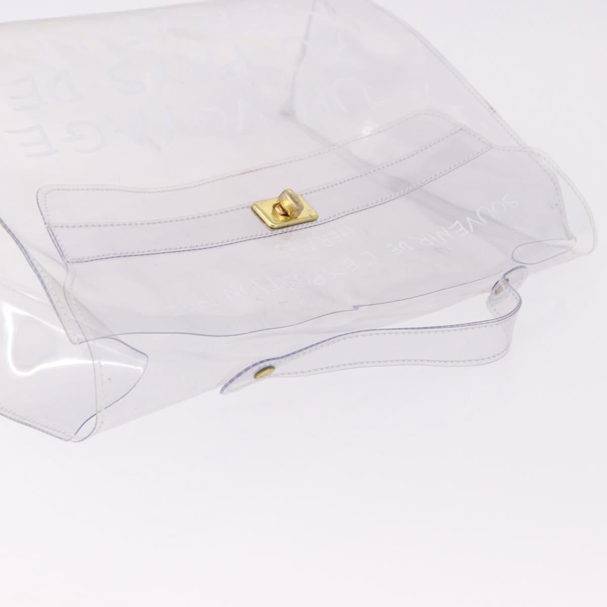 HERMES Vinyl Kelly Hand Bag Vinyl Clear Gold Auth ep15101