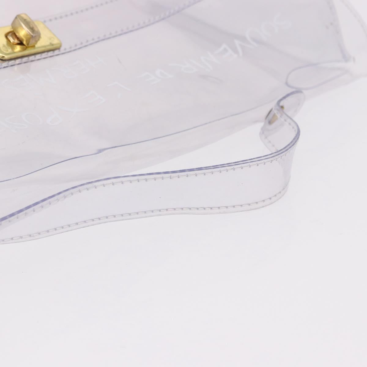 HERMES Vinyl Kelly Hand Bag Vinyl Clear Gold Auth ep15101