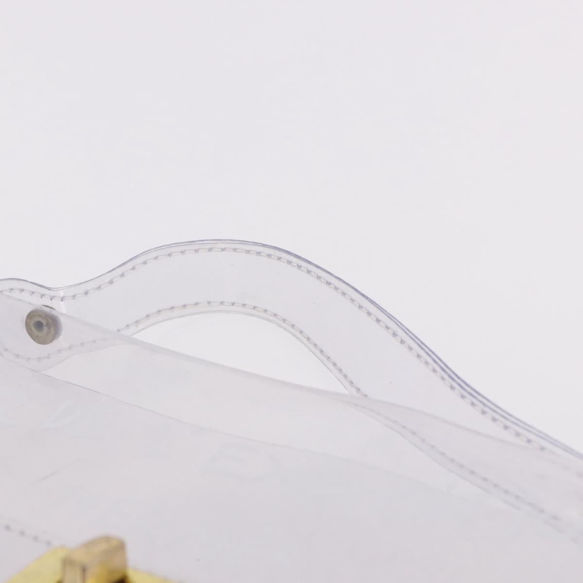HERMES Vinyl Kelly Hand Bag Vinyl Clear Gold Auth ep15101