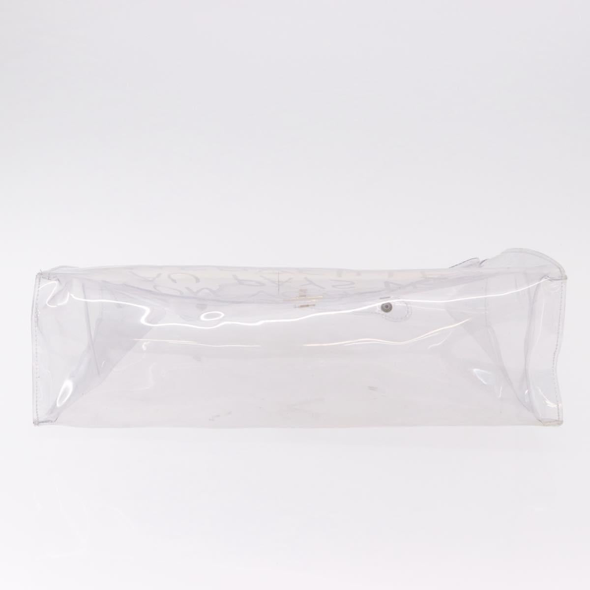 HERMES Vinyl Kelly Hand Bag Vinyl Clear Gold Auth ep15101