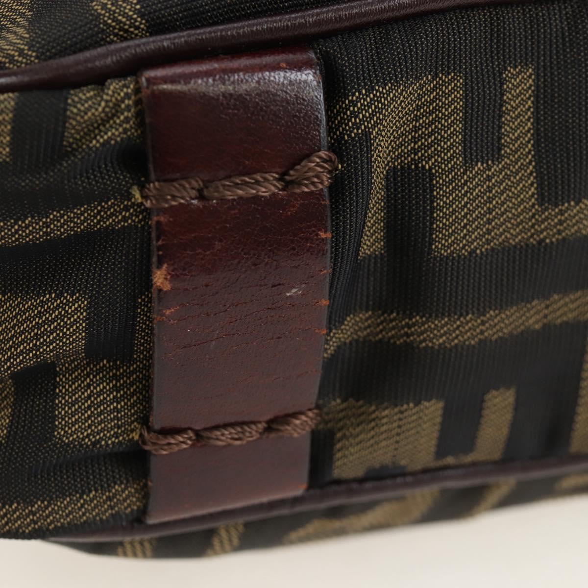FENDI Zucca Canvas Shoulder Bag Brown Black Auth ep15102A